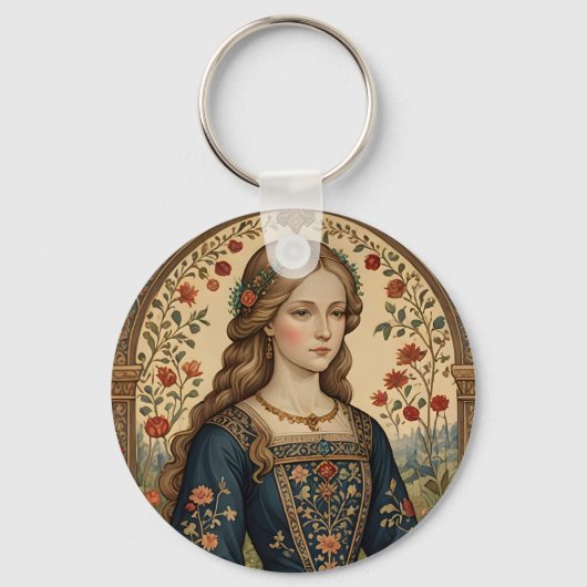 Motiv: Dame im Mittelaltergarten der Renaissance Schlüsselanhänger (Vorderseite)