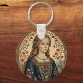 Motiv: Dame im Mittelaltergarten der Renaissance Schlüsselanhänger (Vorderseite)
