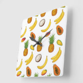 Motiv für tropische Früchte Quadratische Wanduhr (Winkel)