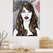 Motiv: Mädchen mit langen, braunen Haaren Poster (Küche)