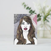 Motiv: Mädchen mit langen, braunen Haaren Postkarte (Stehend Vorderseite)