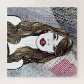 Motiv: Mädchen mit langen, braunen Haaren Puzzle (Horizontal)