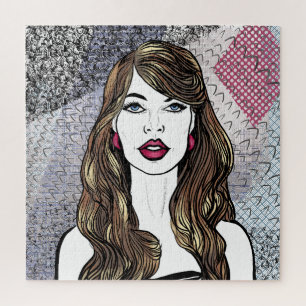 Motiv: Mädchen mit langen, braunen Haaren Puzzle