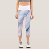 🎨 Motiv: Marbré Pastel Doux und Eleanant🎨 Capri Leggings (Vorderseite)