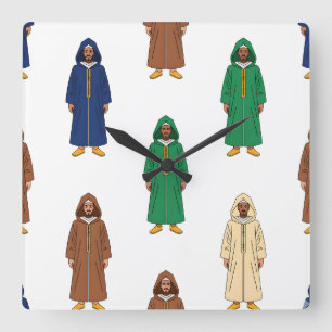 Motiv: Marocain Djellaba Quadratische Wanduhr