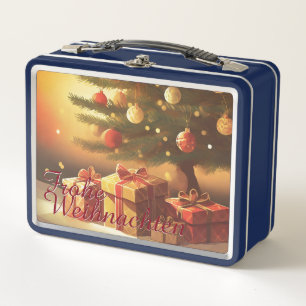 Motiv, mit Geschenken unterm Weihnachtsbaum 37016 Metall Brotdose