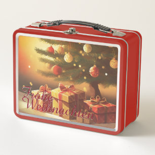 Motiv, mit Geschenken unterm Weihnachtsbaum 37016 Metall Brotdose