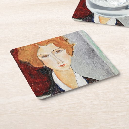 Motiv: Modigliani Rechteckiger Pappuntersetzer (angewinkelt)