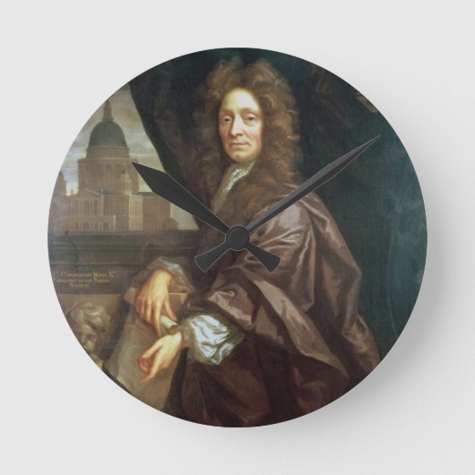 Motiv: Sir Christopher Wren Runde Wanduhr (Vorderseite)
