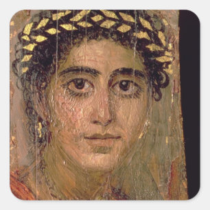 Motiv: Woman, from Fayum, Romano-Egyptian Quadratischer Aufkleber