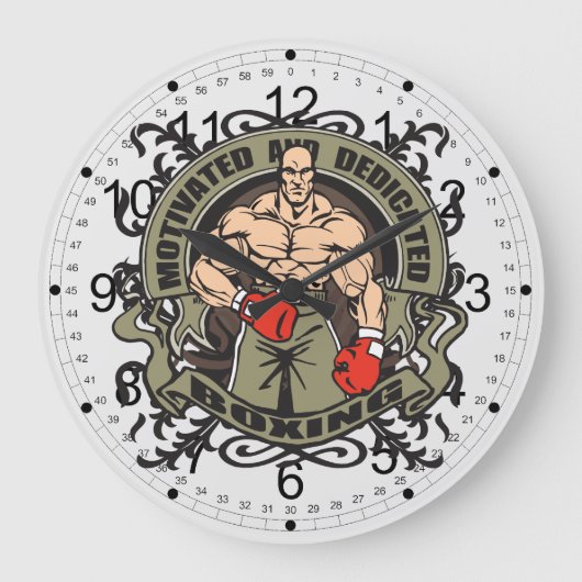 Motivated Boxing Große Wanduhr (Vorderseite)