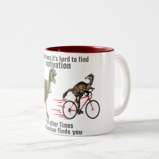 Motivation findet lustiges T-Rex-Tasse-Design Zweifarbige Tasse (VorderseiteRechts)