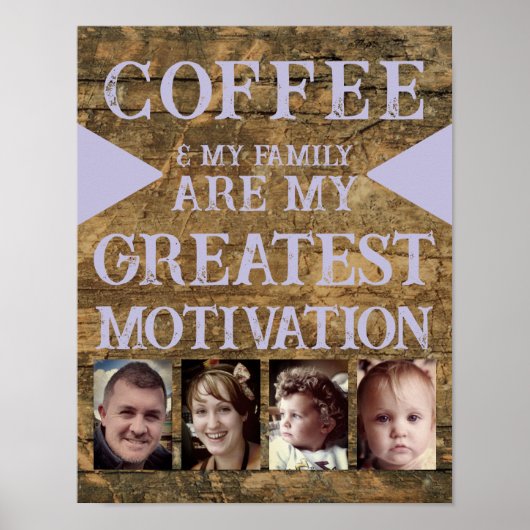 Motivation Kaffeegenfamilie 4 Foto braun lila Poster (Vorne)