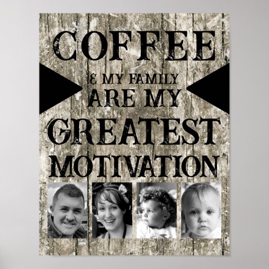 Motivation Kaffeegenfamilie 4 Foto grau schwarz Poster (Vorne)
