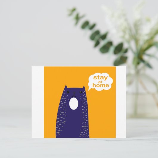 Motivation Slogan Bleibe auf Zuhause. Cartoon Postkarte (Stehend Vorderseite)