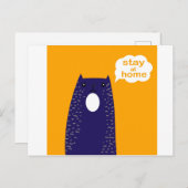 Motivation Slogan Bleibe auf Zuhause. Cartoon Postkarte (Vorne/Hinten)