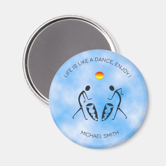 Motivation, Sunny Celebration Silhouette Tänzer Magnet (Vorderseite/Rückseite)