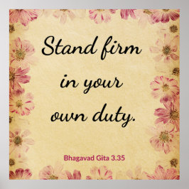 Motivational Beige Pink Gita Duty Firmness Print Poster