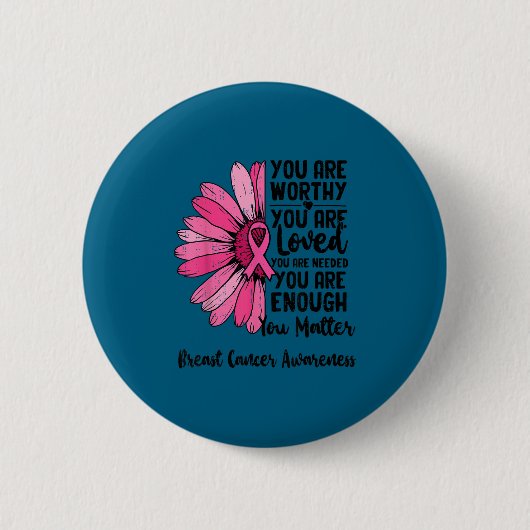 Motivational Breast Cancer Awareness Sunflower Nk  Button (Vorderseite)