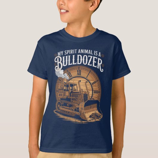 Motivational Bulldozer Spirit Animal Retro Funny T-Shirt (Vorderseite)