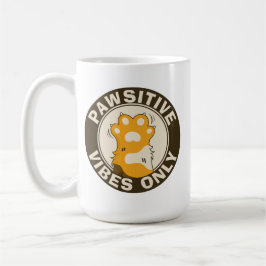 Motivational Cat Pawsitive vibes only Cute Pun Kaffeetasse