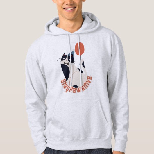 Motivational Cat Pun Stay Pawsitive Gift Hoodie (Vorderseite)