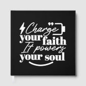 Motivational Christian Quote – Charge Your Faith Gästebuch (Vorderseite)