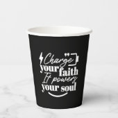 Motivational Christian Quote – Charge Your Faith Pappbecher (Rückseite)