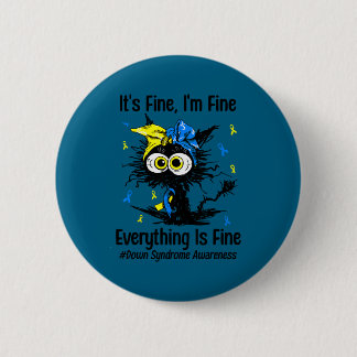 Motivational down syndrome awareness cat t21 button