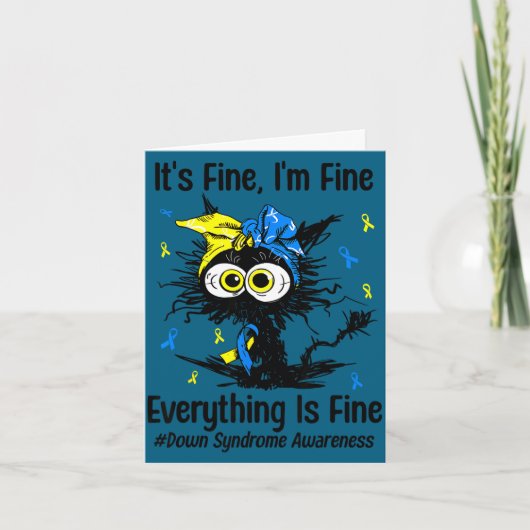 Motivational down syndrome awareness cat t21 karte (Vorderseite)