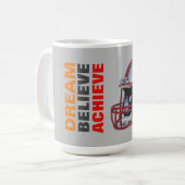 Motivational Dream Believe Achieve Football Kaffeetasse (Vorderseite Links)