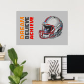 Motivational Dream Believe Achieve Football Poster (Heimbüro)