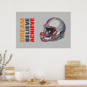 Motivational Dream Believe Achieve Football Poster (Küche)