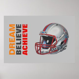 Motivational Dream Believe Achieve Football Poster
