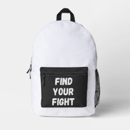 Motivational Find Your Fight Quote Art Bedruckter Rucksack