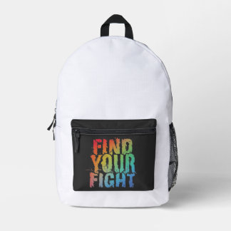 Motivational Find Your Fight Quote Art Bedruckter Rucksack