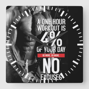 Motivational Fitness Gym Quadratische Wanduhr