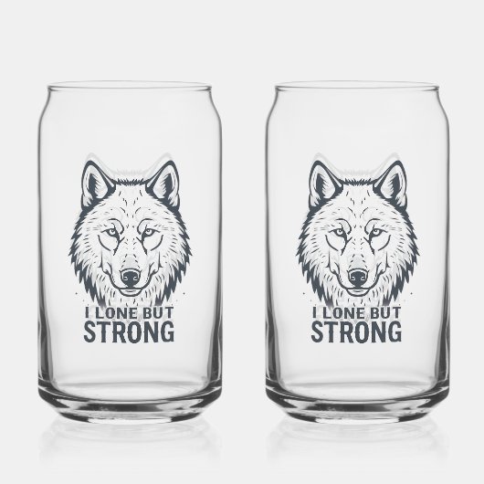 Motivational "Lone But Strong" Lone Wolf Dosenglas (Vorderseite)