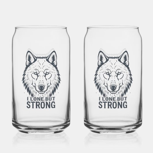 Motivational "Lone But Strong" Lone Wolf Dosenglas (Rückseite)
