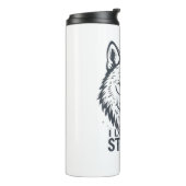 Motivational "Lone But Strong" Lone Wolf Thermosbecher (Nach links gedreht)