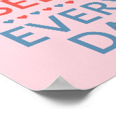 Motivational Love Quote Red And Blue Hearts Pink Poster (Ecke)