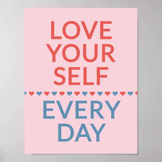 Motivational Love Quote Red And Blue Hearts Pink Poster (Vorne)