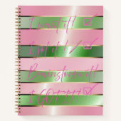 Motivational Luxe Pink and Green Striped  Notizblock (Vorderseite)