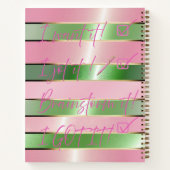 Motivational Luxe Pink and Green Striped  Notizblock (Rückseite)