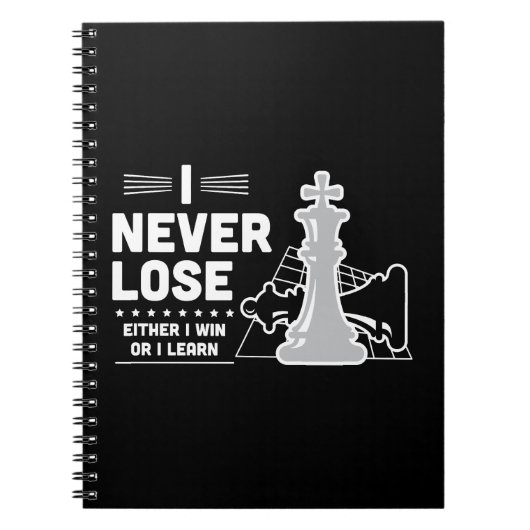 Motivational Never Lose Chess Quote Black White Notizblock (Vorderseite)