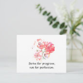 Motivational "Progress" Floral Quote Postcard Postkarte (Stehend Vorderseite)