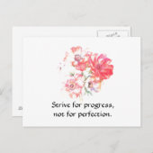 Motivational "Progress" Floral Quote Postcard Postkarte (Vorne/Hinten)
