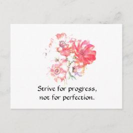 Motivational "Progress" Floral Quote Postcard Postkarte