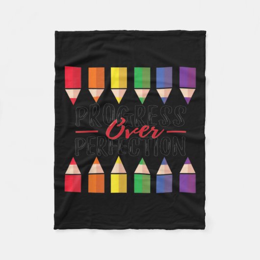 Motivational Progress Over Perfection Back To Scho Fleecedecke (Vorderseite)