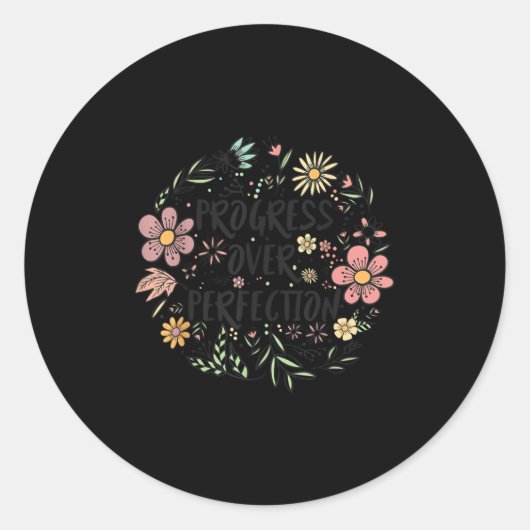 Motivational Progress Over Perfection Back To Scho Runder Aufkleber (Vorderseite)